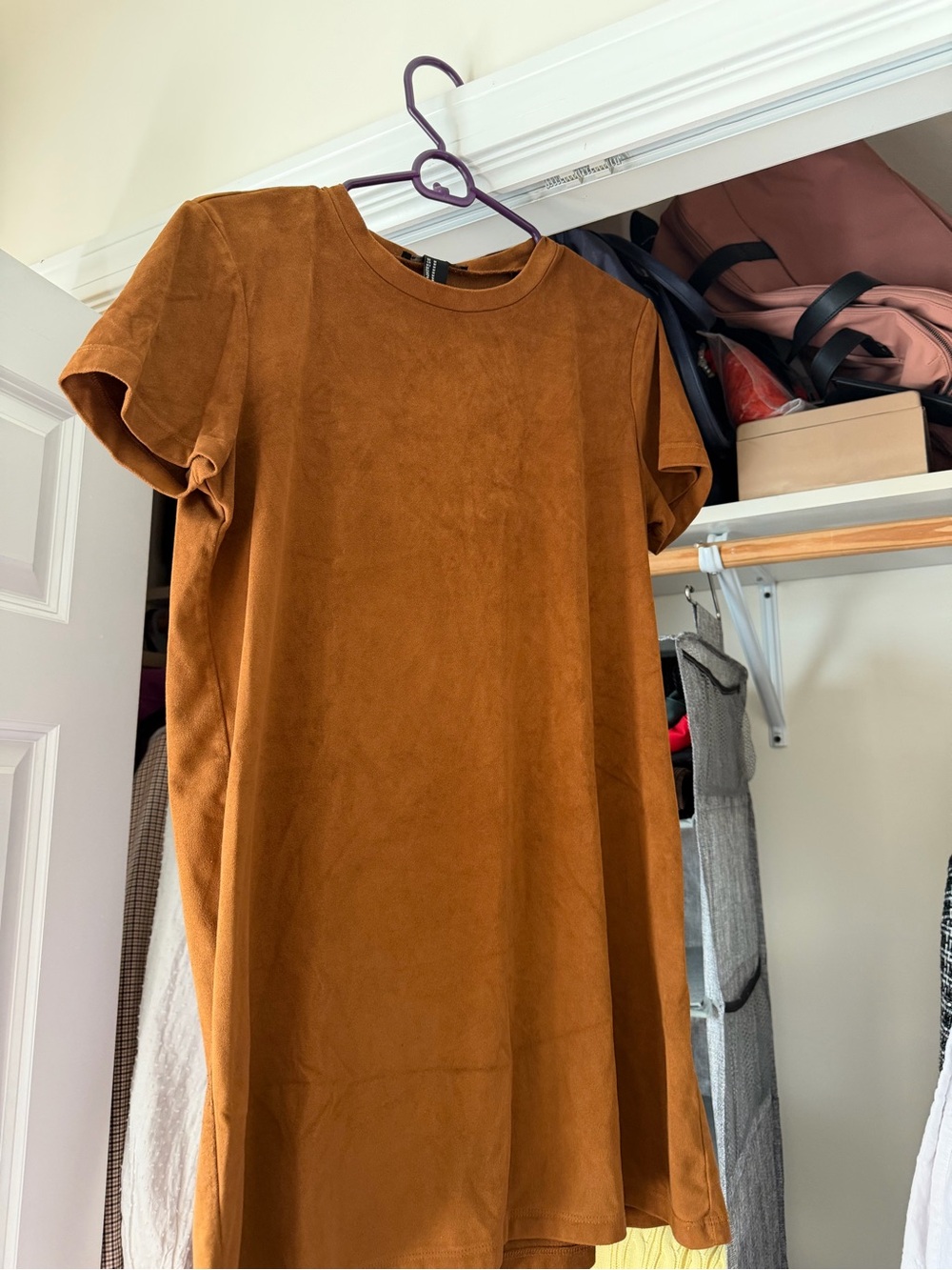 Forever 21 Suede-Look Shift Dress in Cognac
